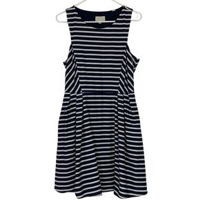 Jack Wills Dress Womens Size 10 Striped Navy Blue Ivory Pockets Sleeveless